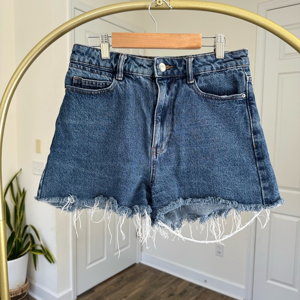 Zara Blue Frayed Jean Shorts